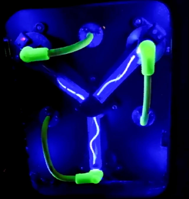 Custom DeLorean Flux Capacitor with high-brightness LED animation for film and event rentals